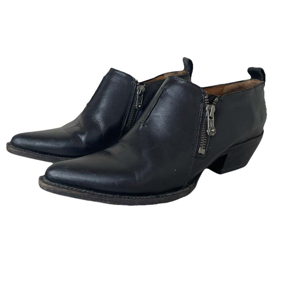 FRYE Sacha Moto Shootie Boots Black Leather Ankle Booties Biker Punk Boho Sz 7 B